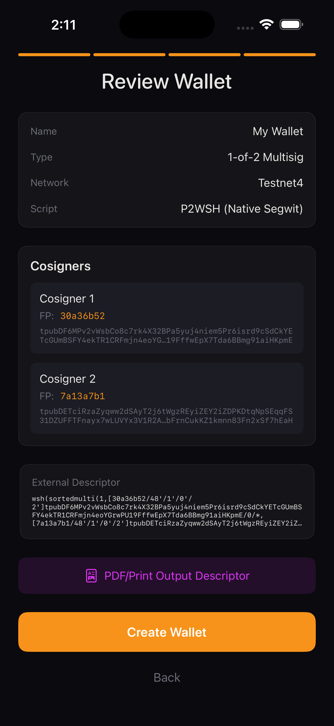 Wallet review with cosigners